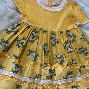 Matilda Jane Yellow Floral Dress with Lace Trim